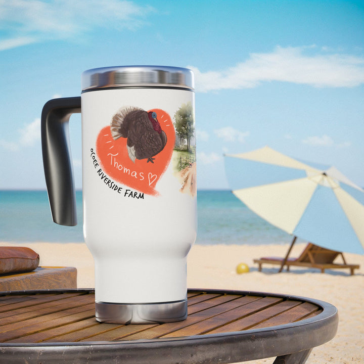 Personalized Stainless Steel Travel Mug - Farm Animal Design, 14oz