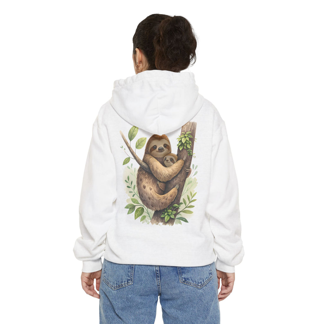 Cozy Sloth Hoodie - Unisex Garment-Dyed Sweatshirt with Nature Design