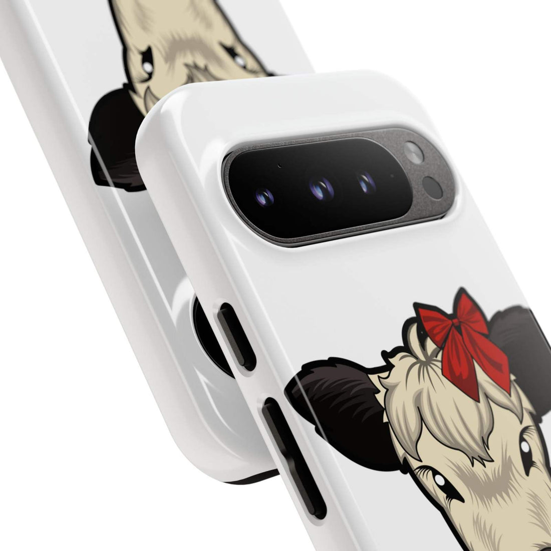 Farmhouse Chic Phone Case with Red Bow Cow Design - Rustic Protection and Style