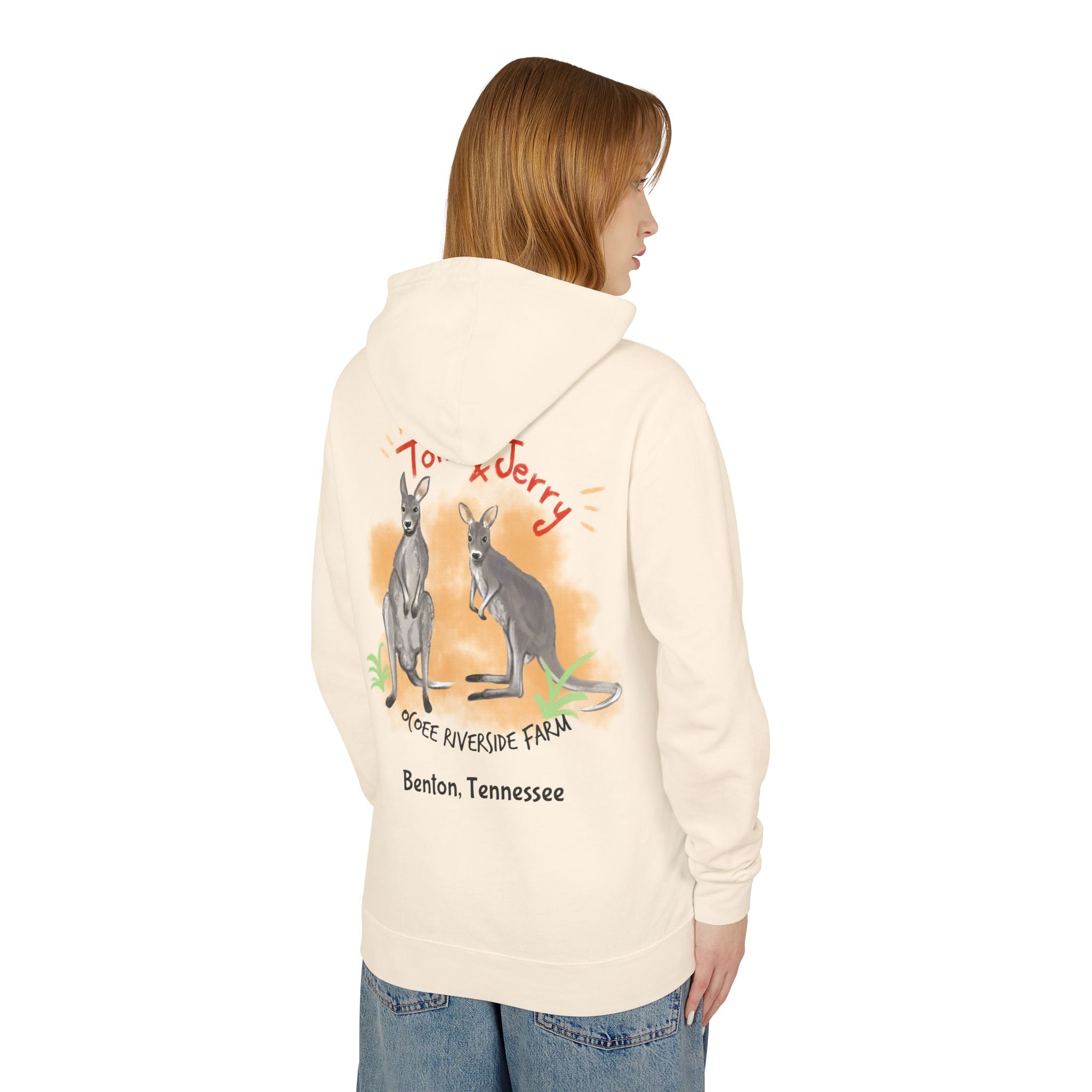 Unisex Lightweight Hooded Sweatshirt - Ocoee Riverside Farm Cute Kangaroo