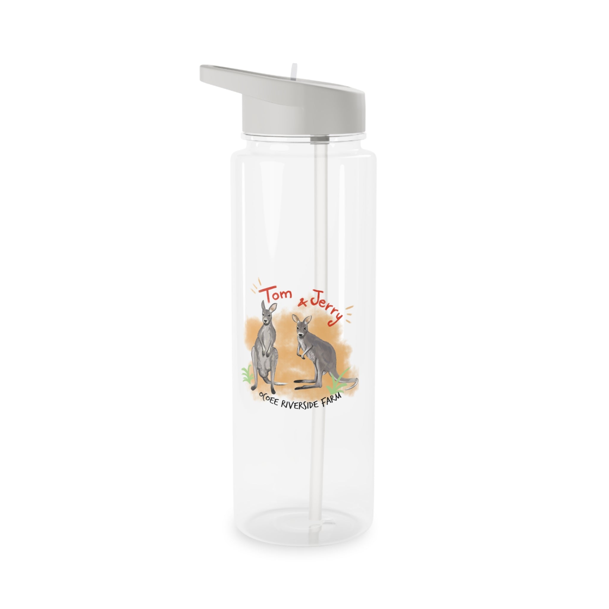 Cute Kangaroo Farm Tritan Water Bottle with Straw