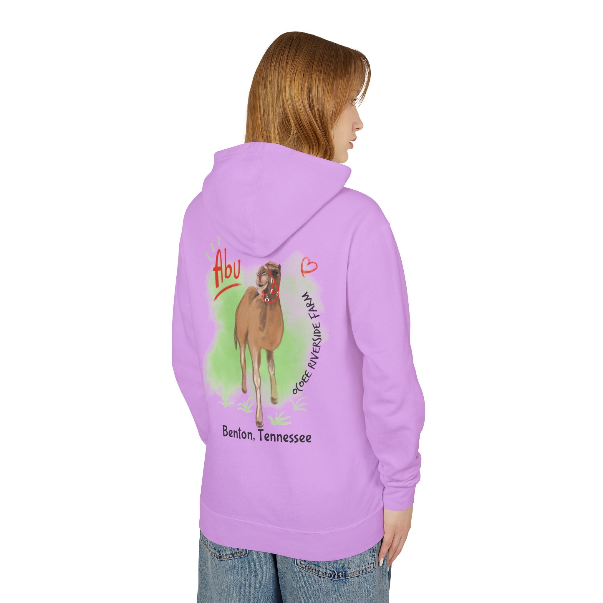 Unisex Lightweight Hooded Sweatshirt - Ocoee Riverside Farm Cute Camel