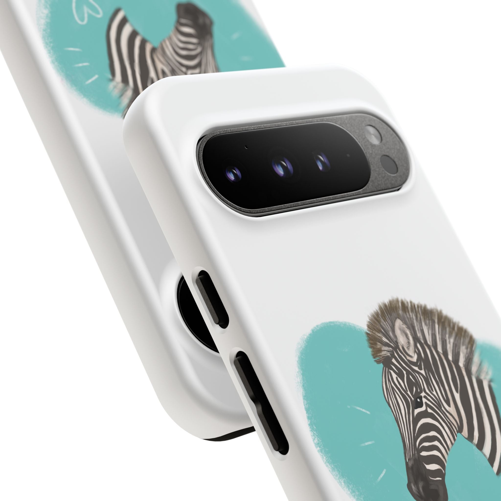 A zebra adorned with the word "Marty" creatively integrated into its stripes at Ocoee Riverside Farm Phone Case