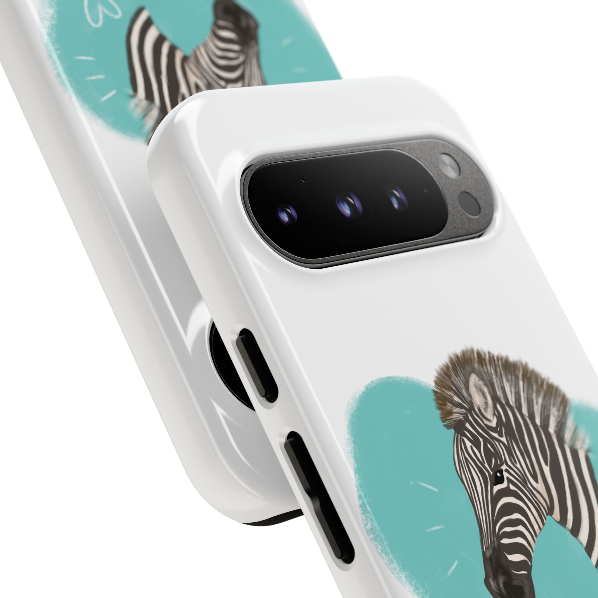 A zebra adorned with the word "Marty" creatively integrated into its stripes at Ocoee Riverside Farm Phone Case