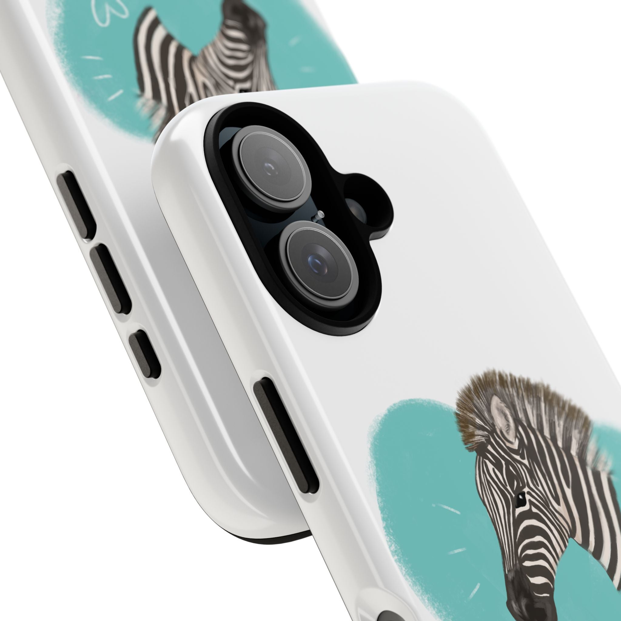 A zebra adorned with the word "Marty" creatively integrated into its stripes at Ocoee Riverside Farm Phone Case