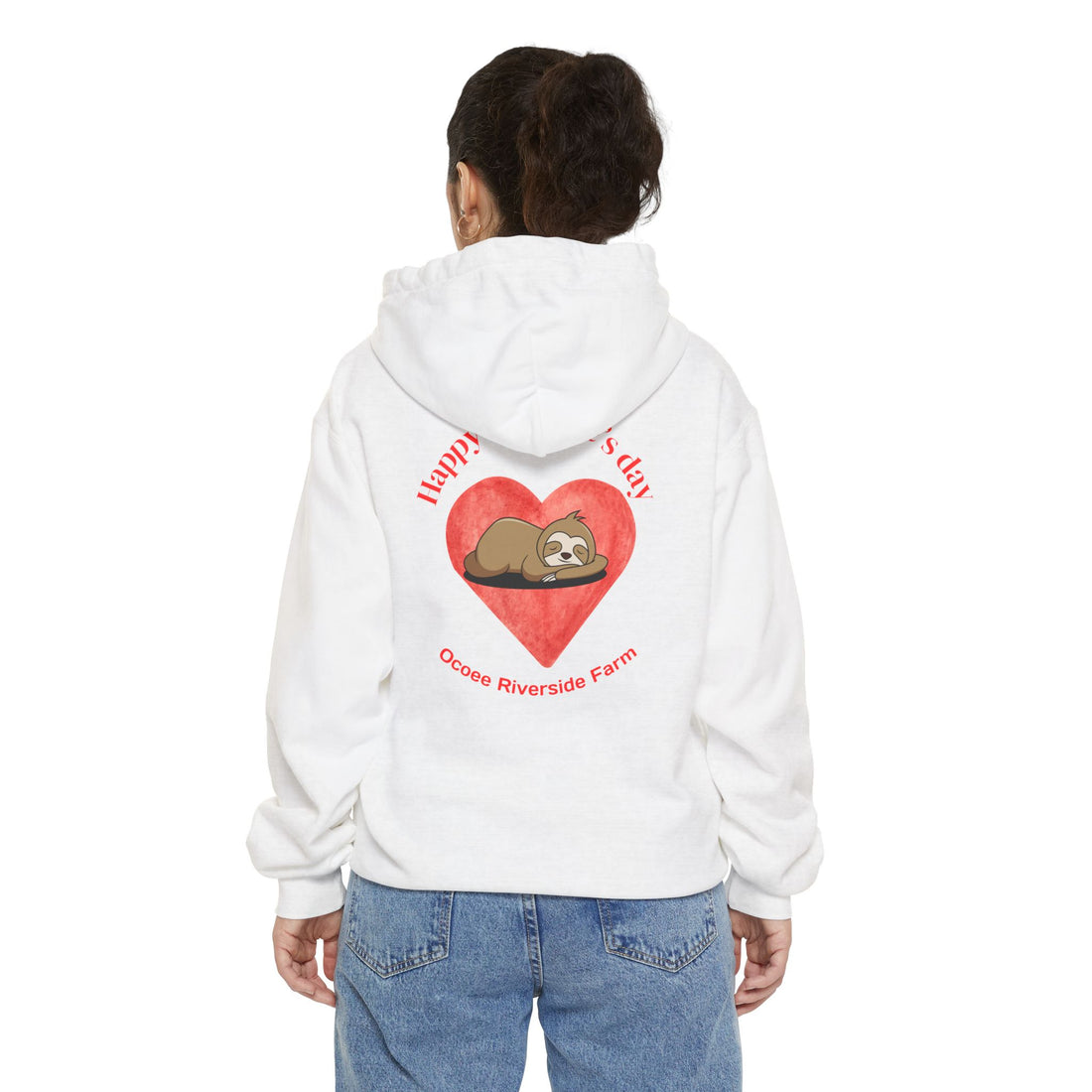 Valentine's Day Unisex Garment-Dyed Hoodie with Cute Sloth Design