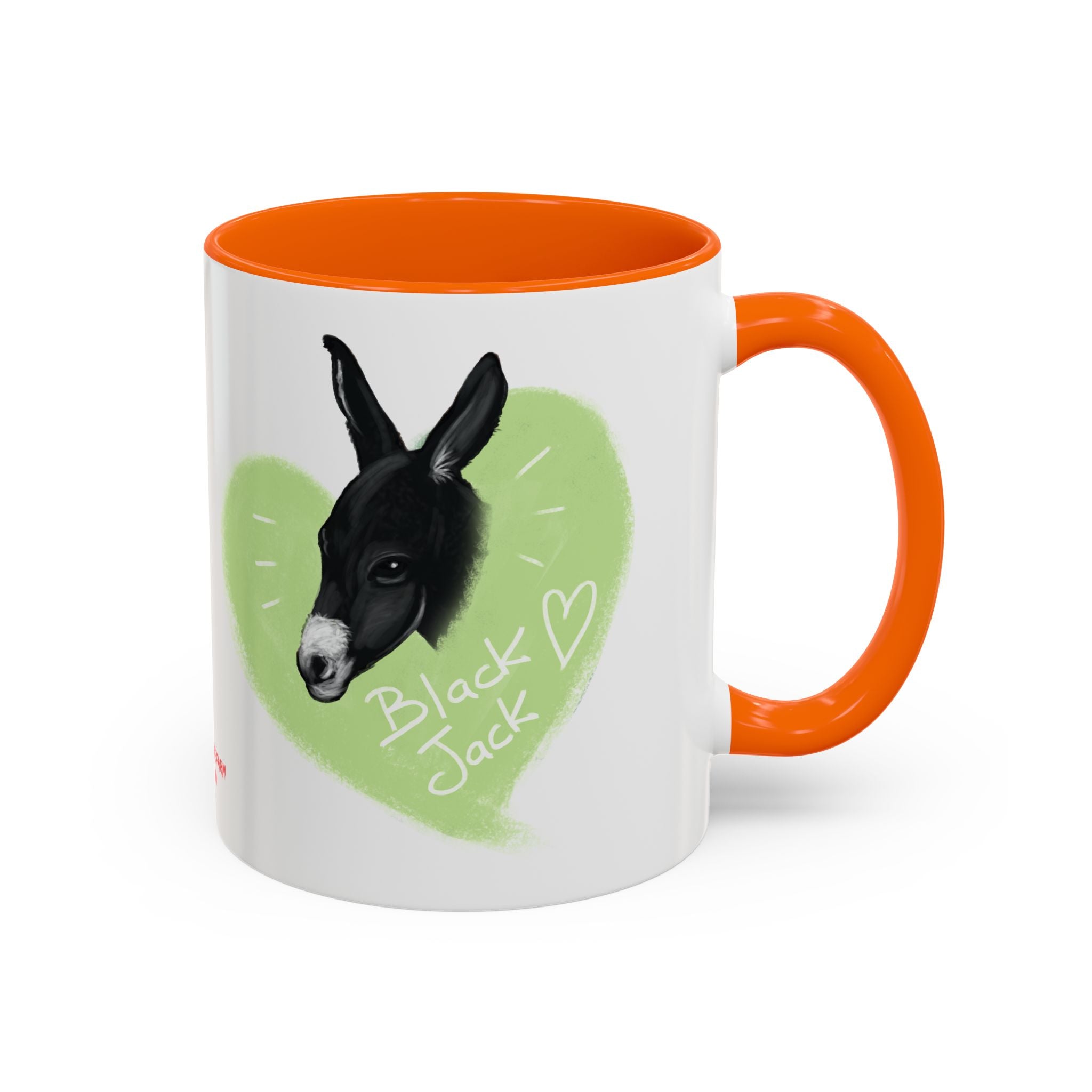 A donkey featuring the words "Black Jack" prominently displayed on its side at Ocoee Riverside Farm Coffee Mug