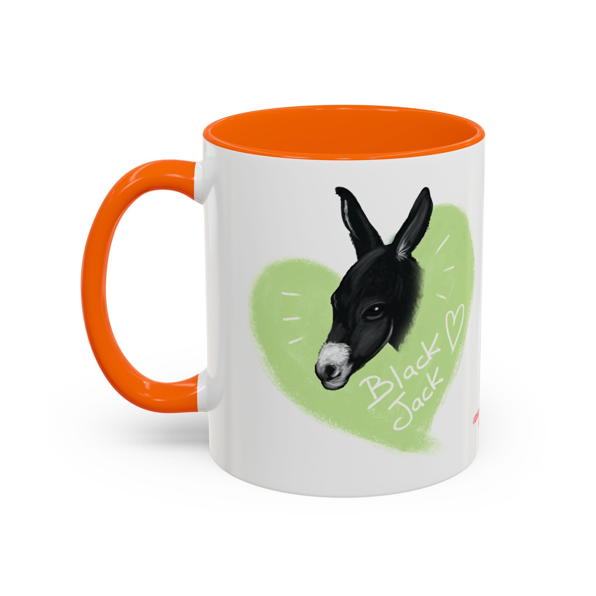 A donkey featuring the words "Black Jack" prominently displayed on its side at Ocoee Riverside Farm Coffee Mug