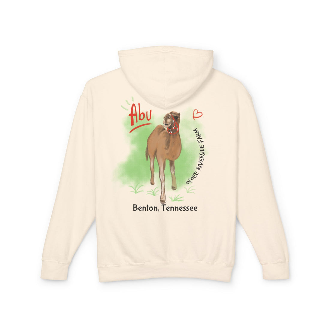 Unisex Lightweight Hooded Sweatshirt - Ocoee Riverside Farm Cute Camel