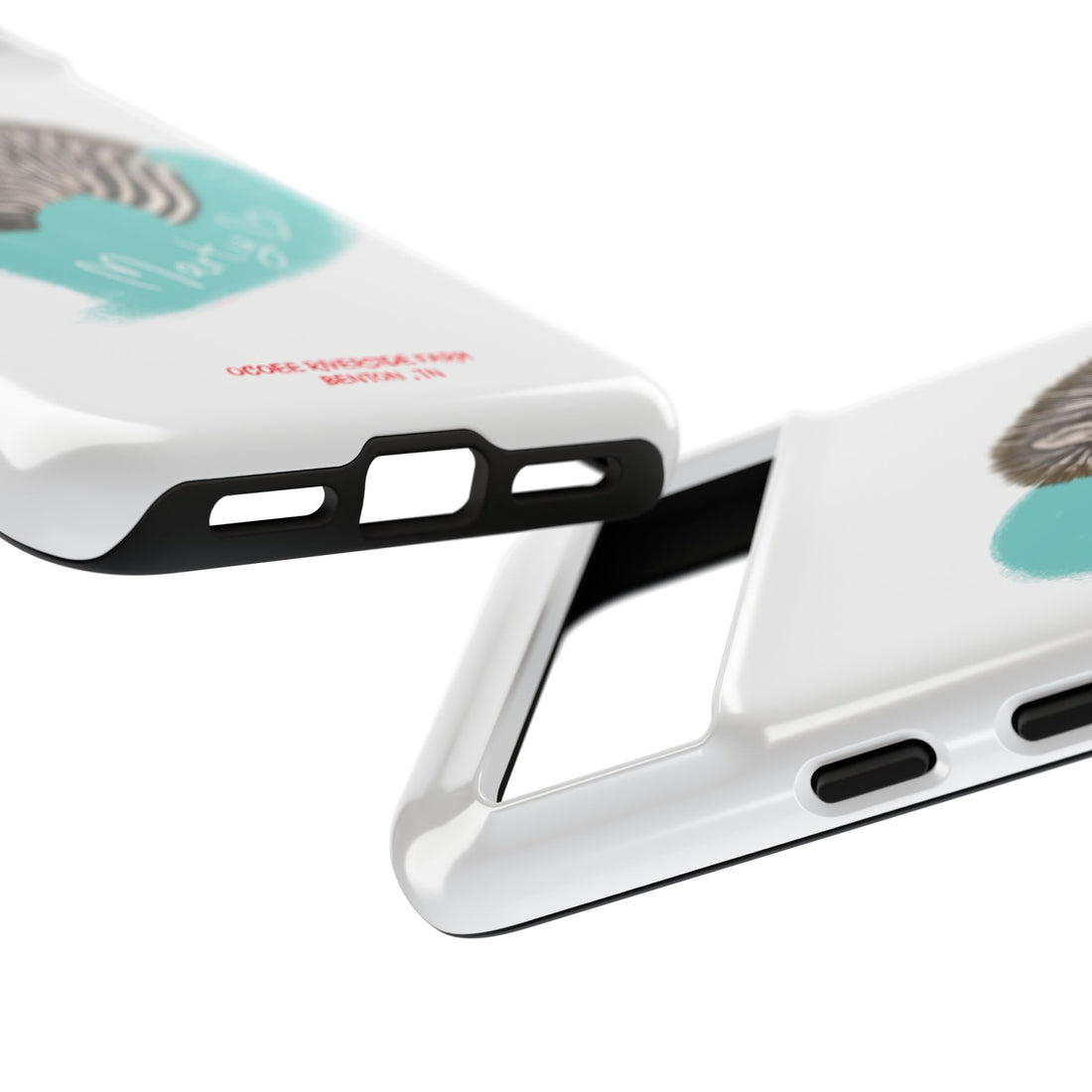 A zebra adorned with the word "Marty" creatively integrated into its stripes at Ocoee Riverside Farm Phone Case