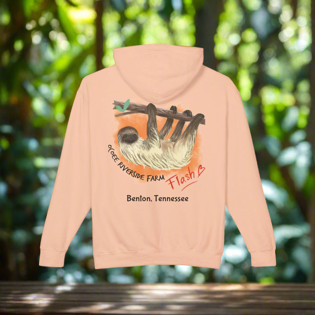 Unisex Lightweight Hooded Sweatshirt - Ocoee Riverside Farm Cute Sloth