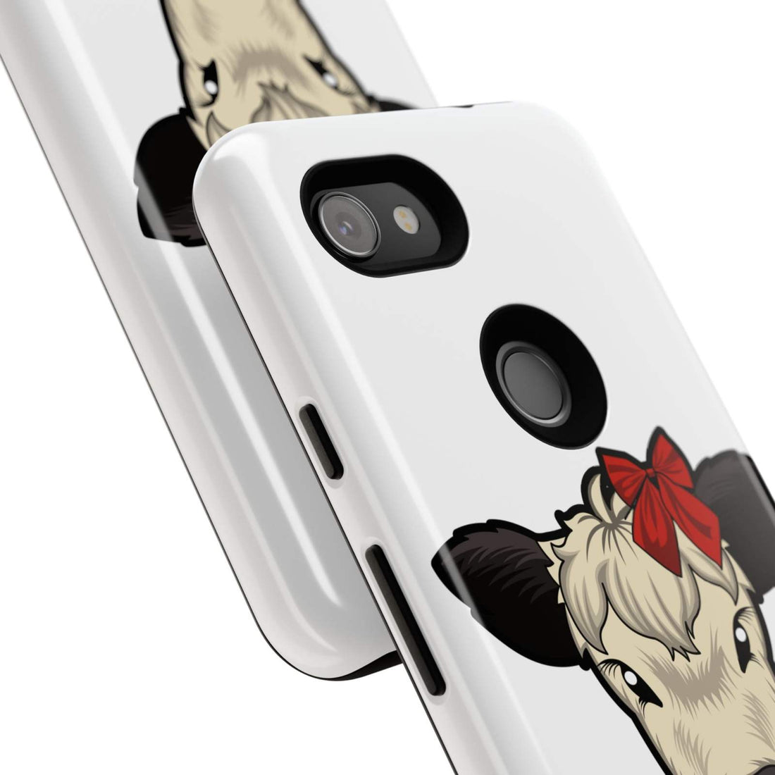 Farmhouse Chic Phone Case with Dolly the Cow in Red Bow Design