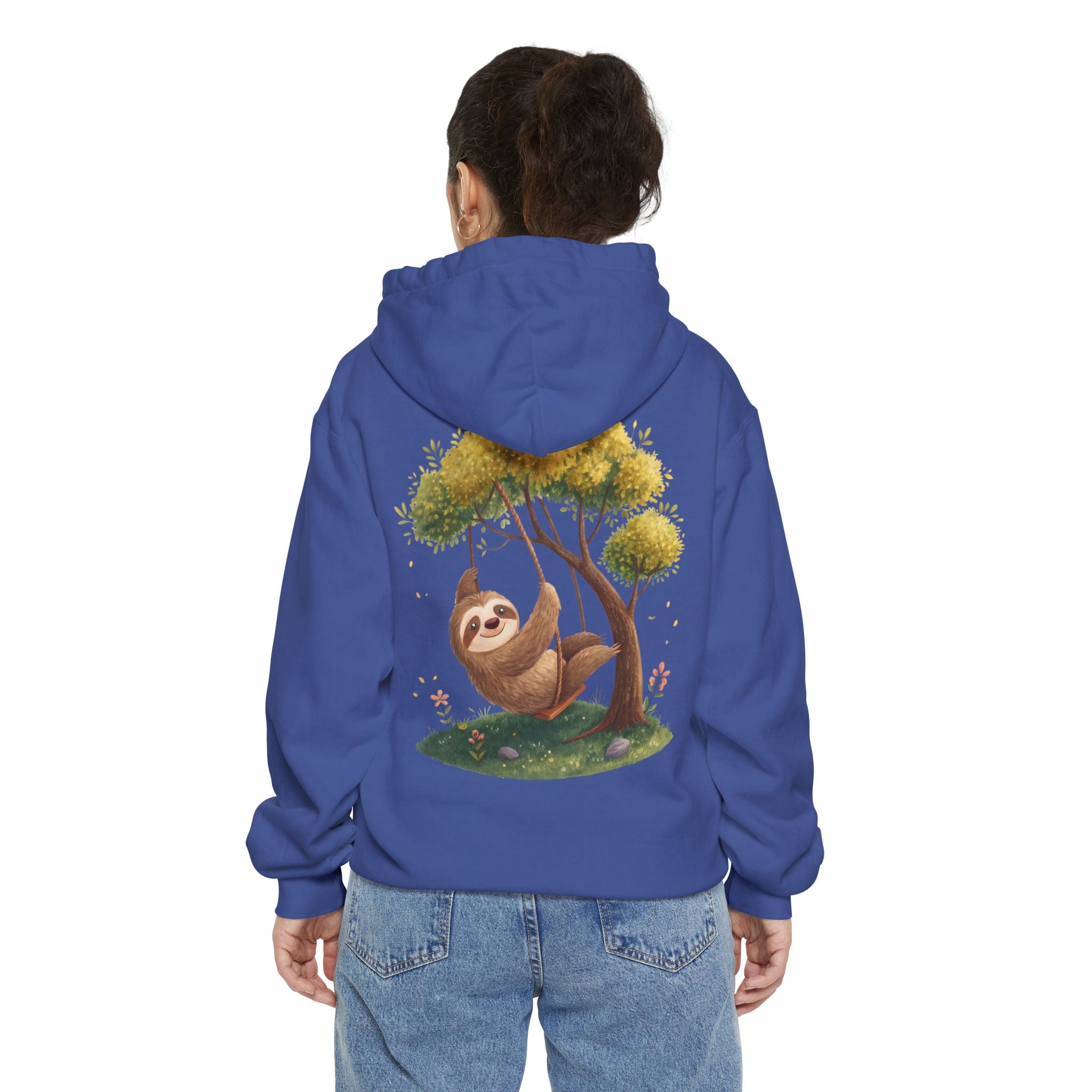 Cute Sloth Garment-Dyed Hoodie for Nature Lovers