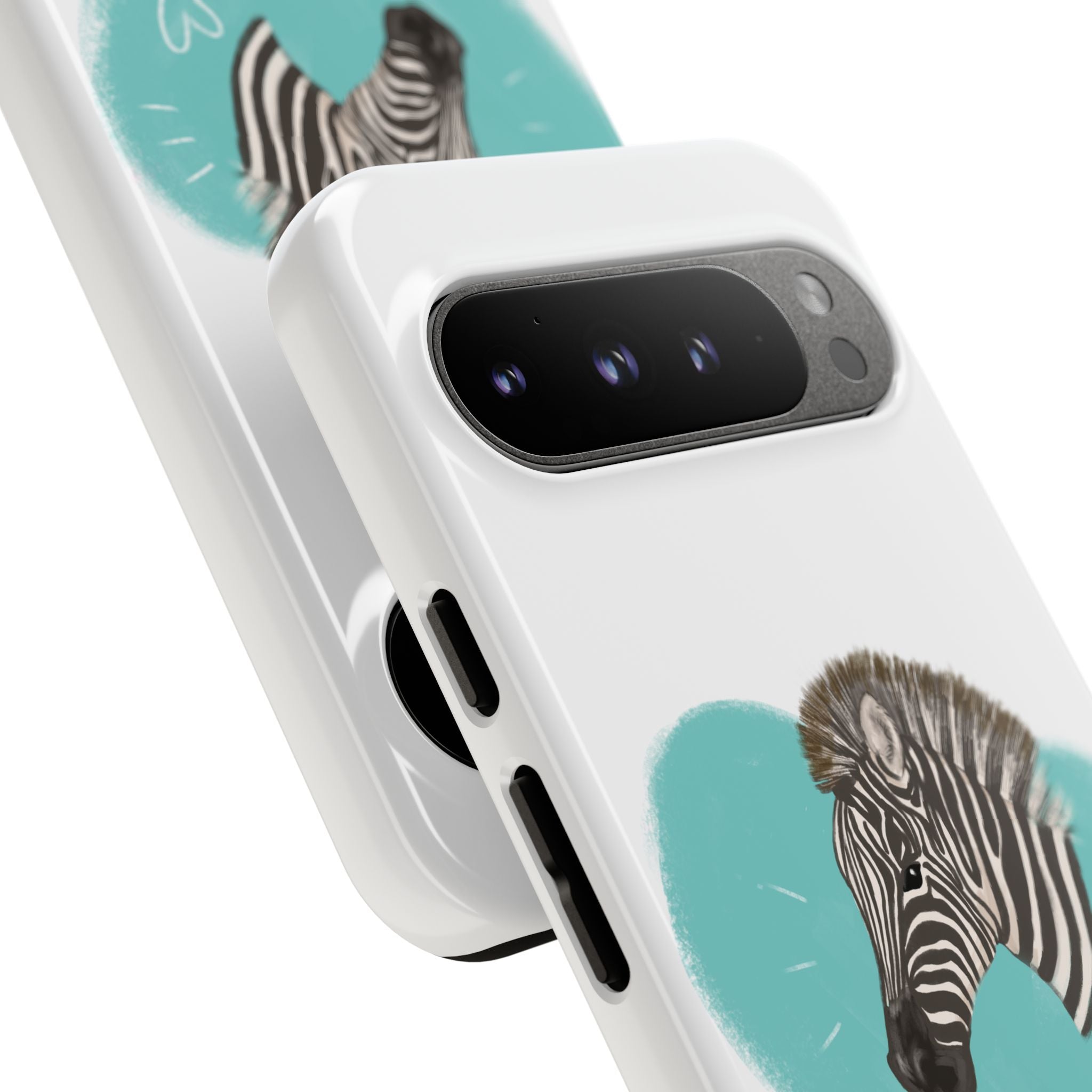 A zebra adorned with the word "Marty" creatively integrated into its stripes at Ocoee Riverside Farm Phone Case