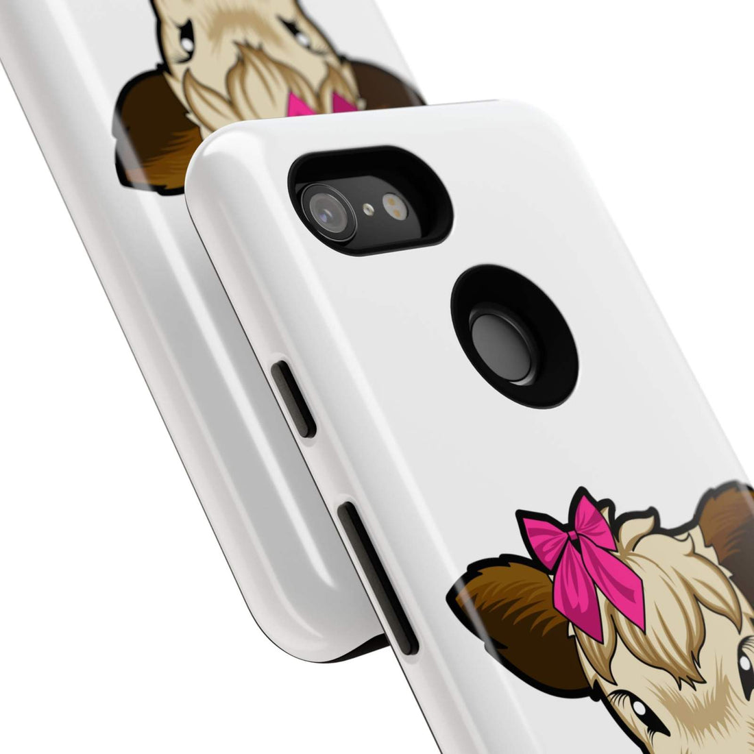 Cute farmhouse cow phone case with red bow, perfect farm animal lover gift.