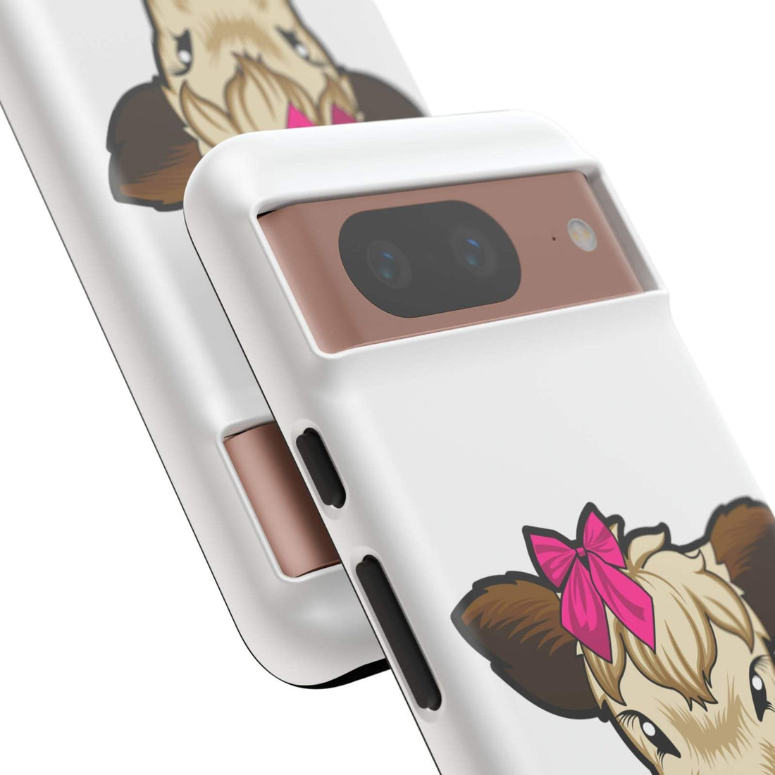 Cute farm animal phone case featuring Annie the Cow with a red bow; perfect farm animal lover gift.