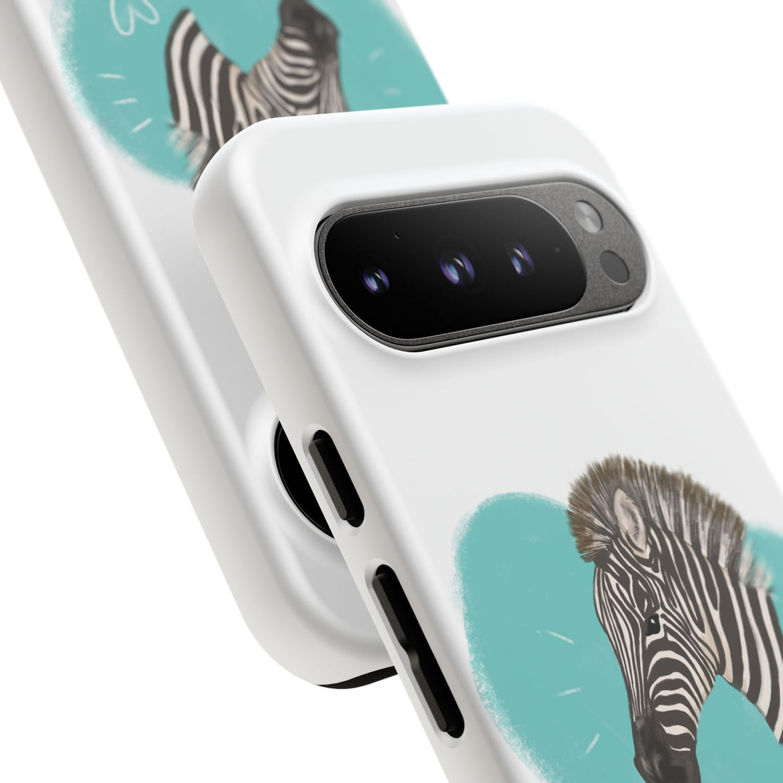 A zebra adorned with the word "Marty" creatively integrated into its stripes at Ocoee Riverside Farm Phone Case