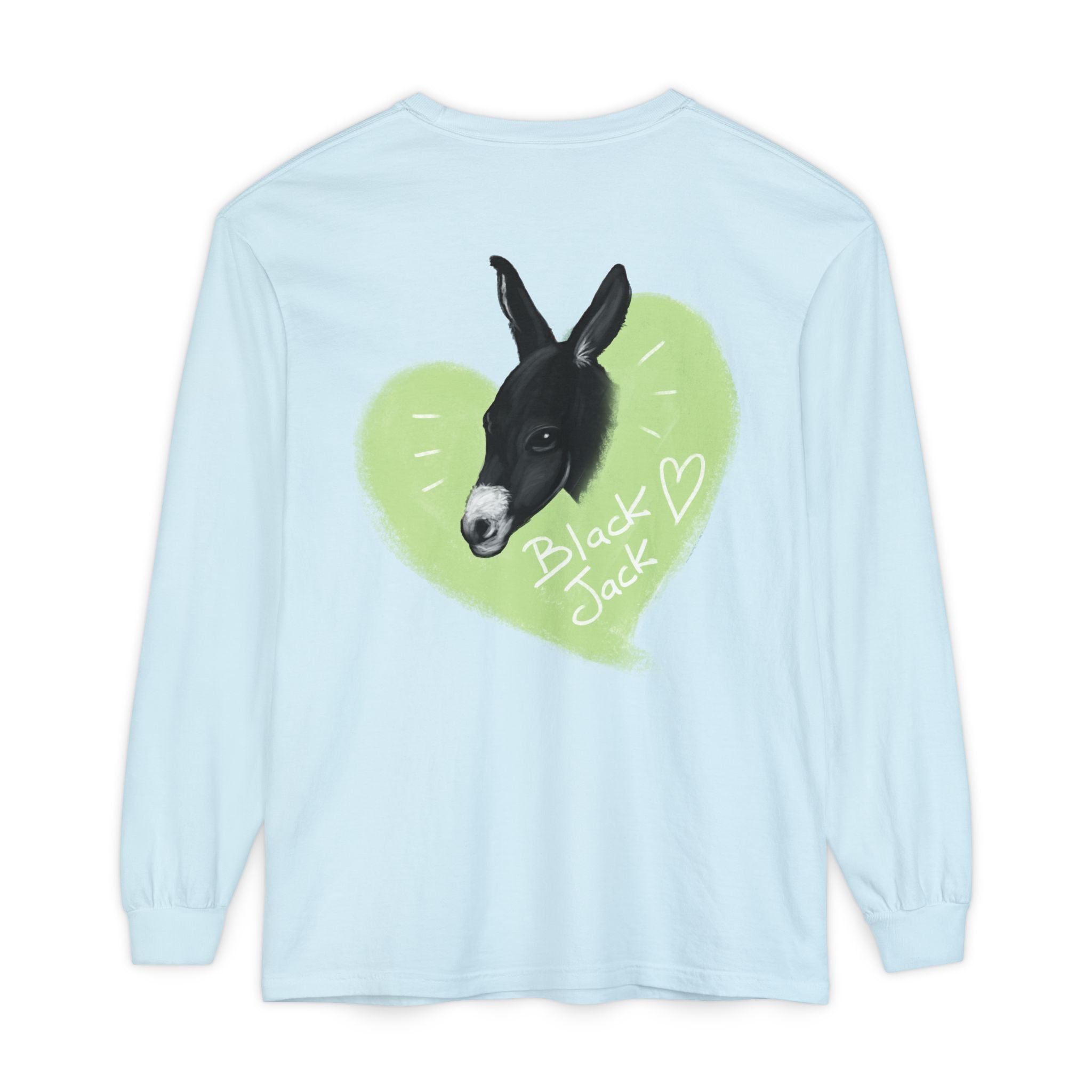 Unisex Long Sleeve Tee with Black Jack Graphic | Cute Animal Lover Shirt