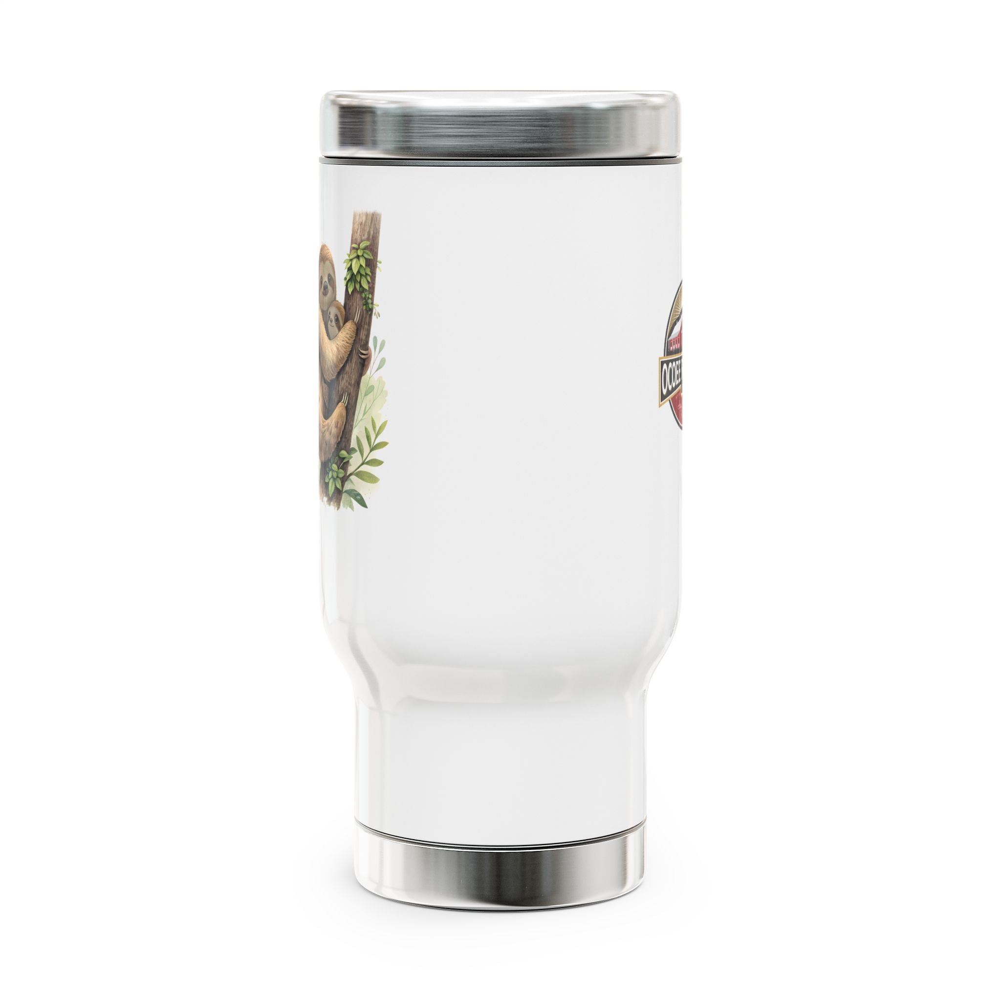 Sloth Design Stainless Steel Travel Mug | 14oz Insulated Coffee Cup with Handle