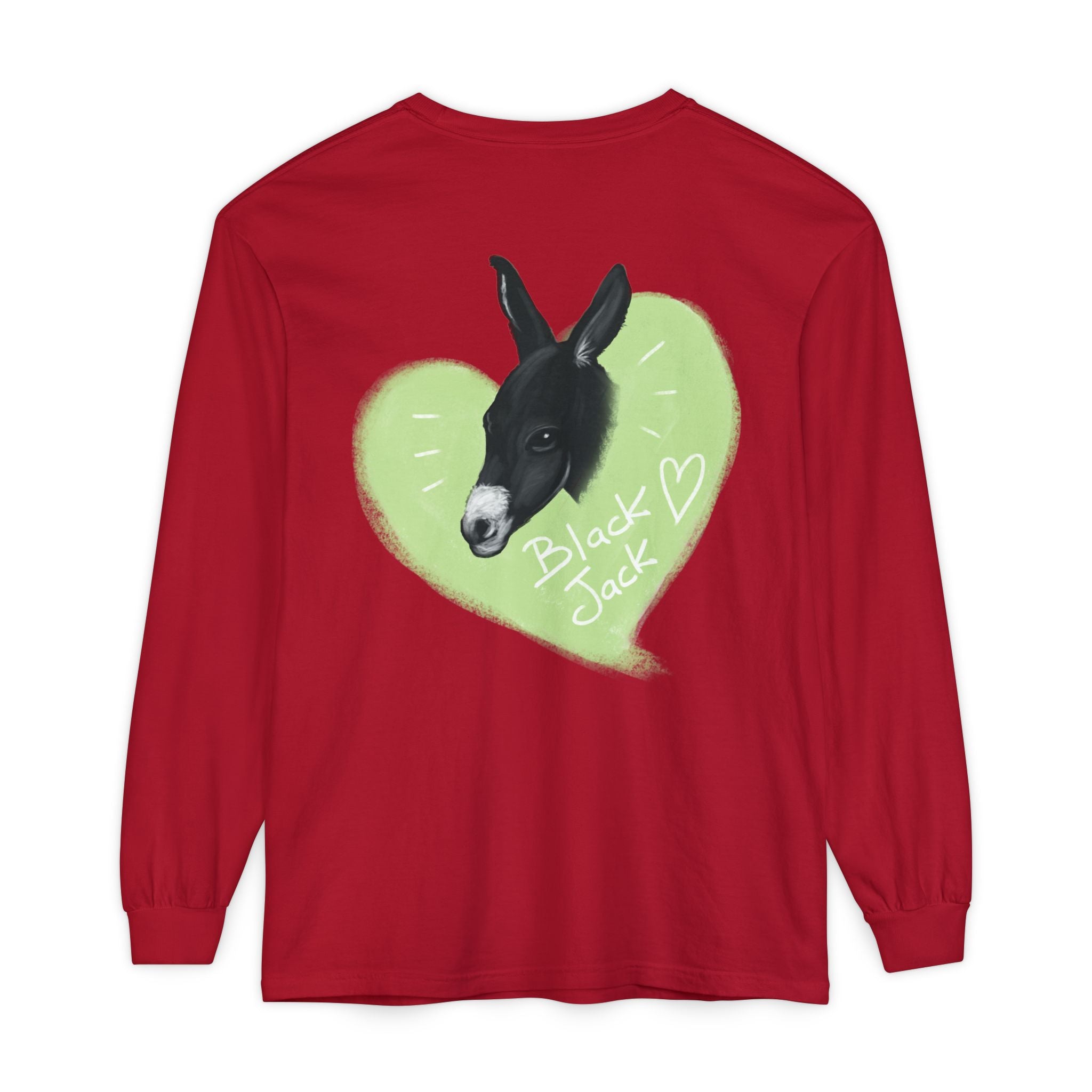 Unisex Long Sleeve Tee with Black Jack Graphic | Cute Animal Lover Shirt