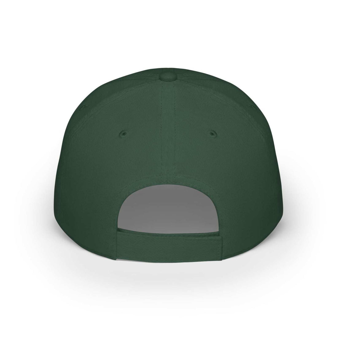 Back view of green adjustable cow baseball cap with Velcro closure
