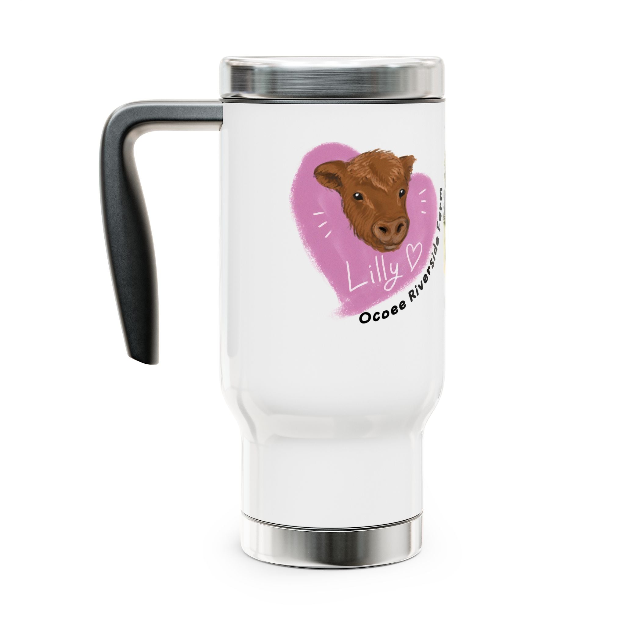 Personalized Stainless Steel Travel Mug - Farm Animal Design, 14oz