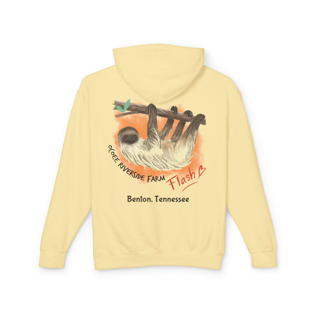 Unisex Lightweight Hooded Sweatshirt - Ocoee Riverside Farm Cute Sloth