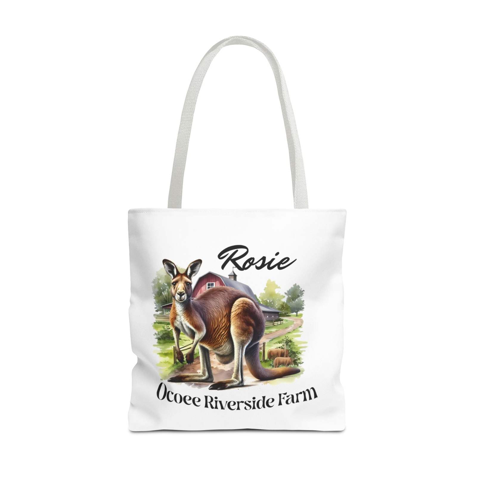 Rosie Kangaroo Tote Bag with farm design, eco-friendly shopping bag from Ocoee Riverside Farm
