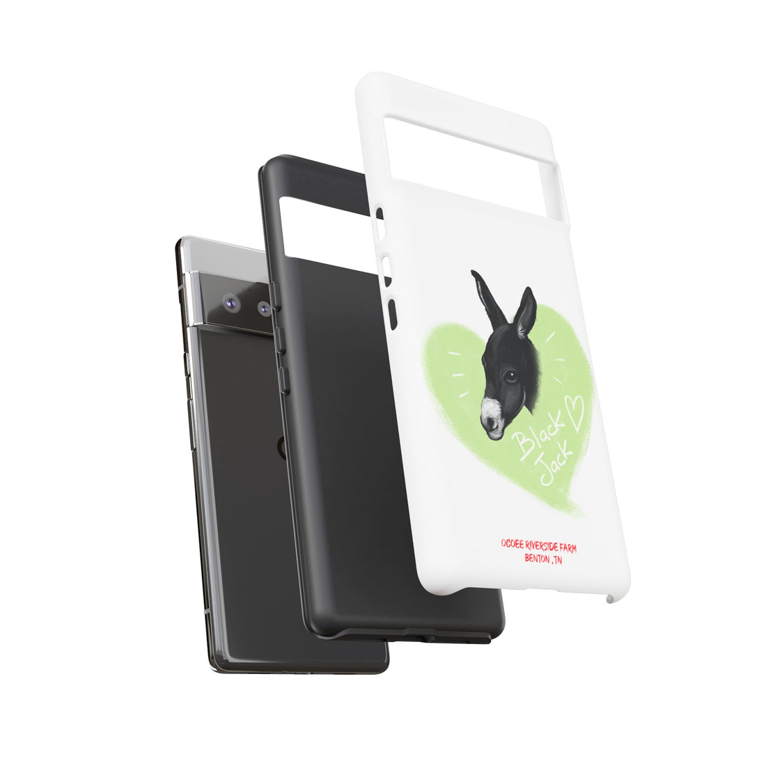 A donkey featuring the words "Black Jack" prominently displayed on its side at Ocoee Riverside Farm Phone Case