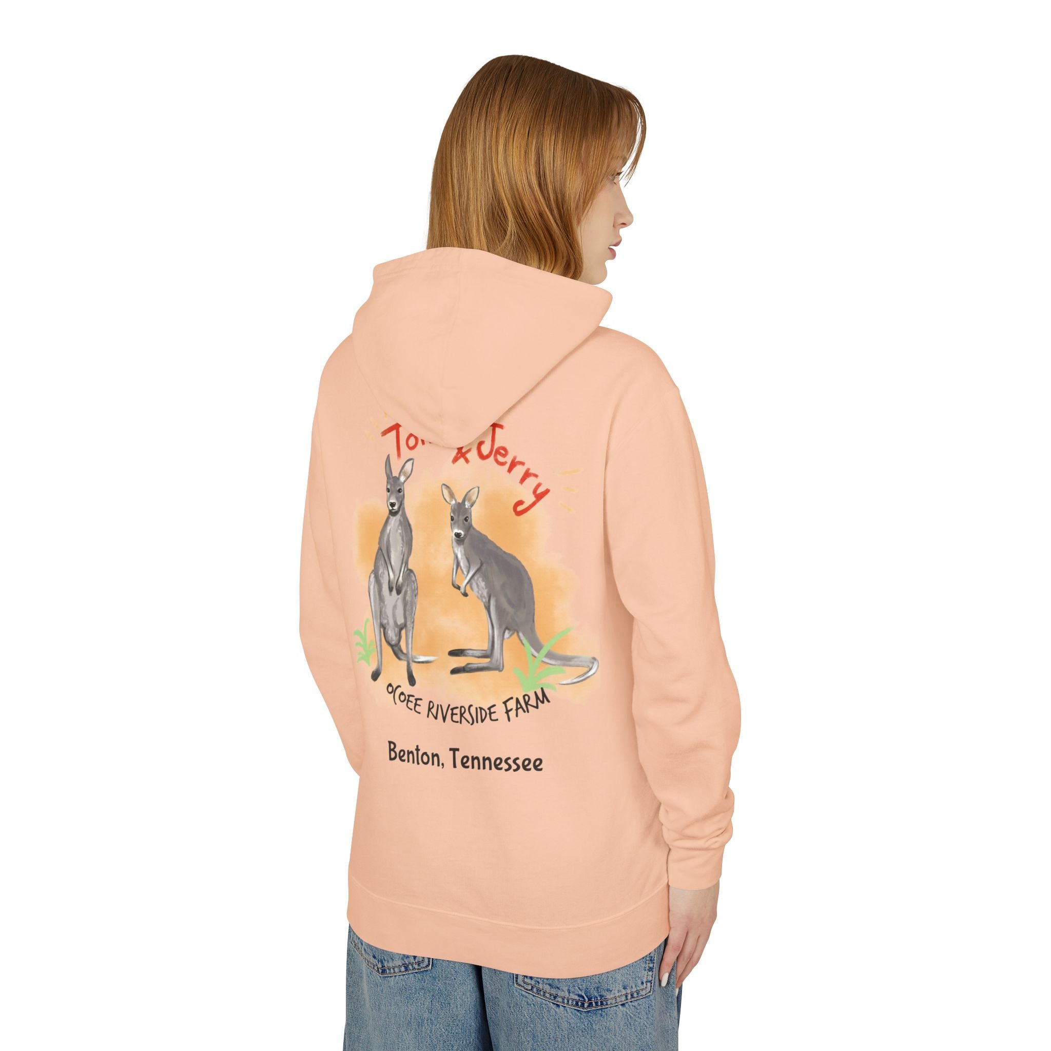 Unisex Lightweight Hooded Sweatshirt - Ocoee Riverside Farm Cute Kangaroo