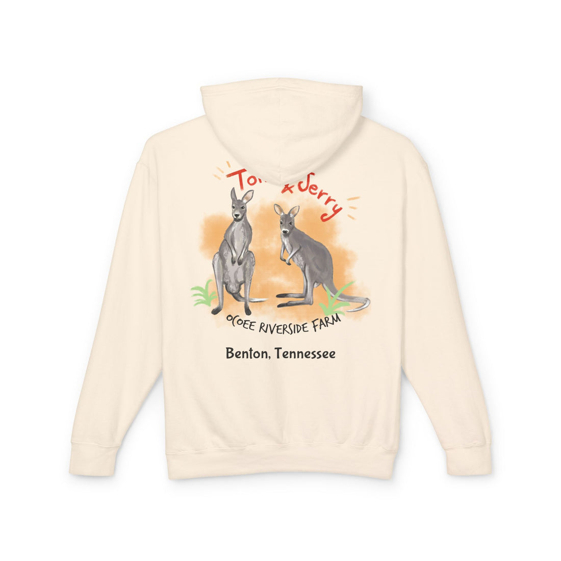 Unisex Lightweight Hooded Sweatshirt - Ocoee Riverside Farm Cute Kangaroo