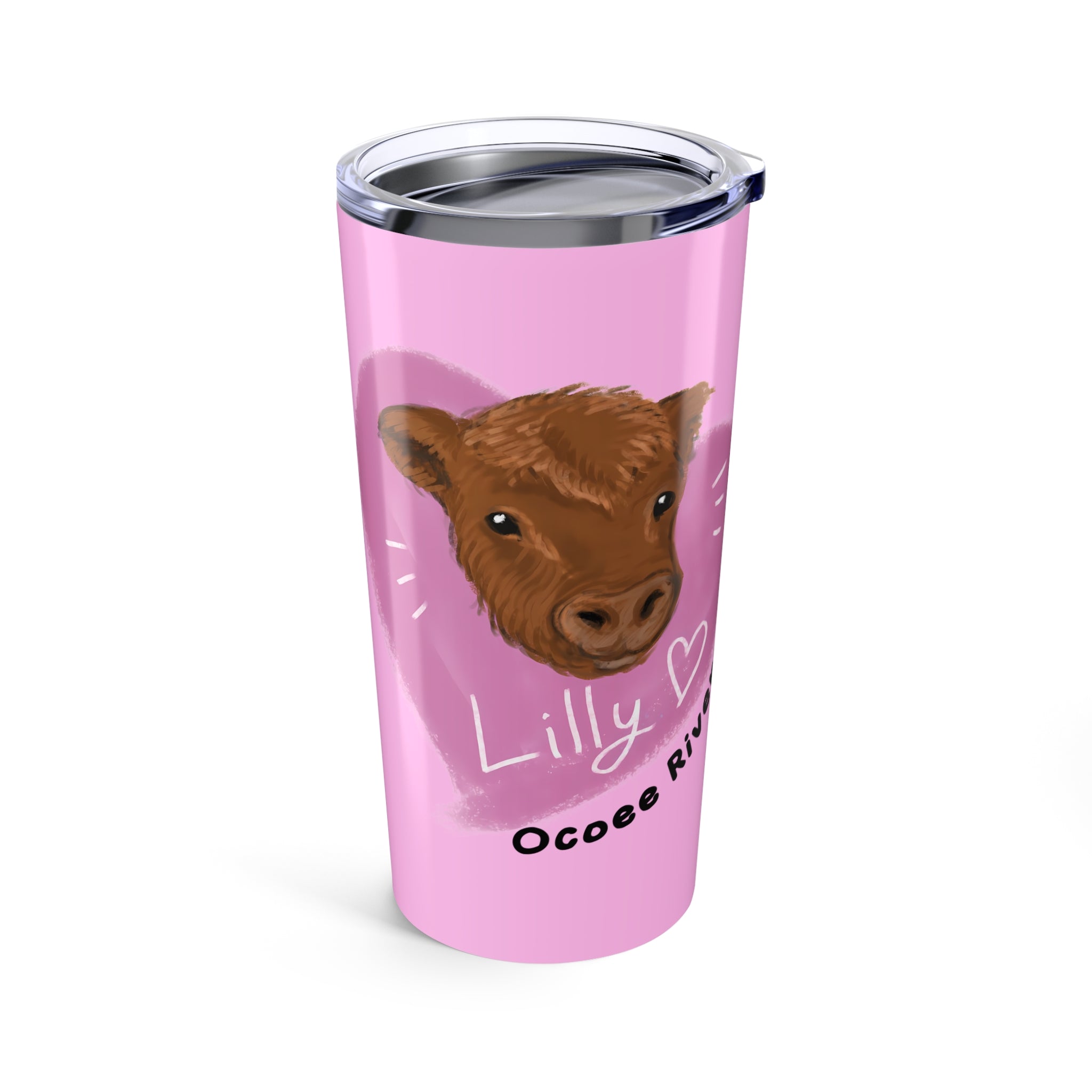 Custom Stylish 20oz Tumbler - Riverside Farm Cute Cow Design