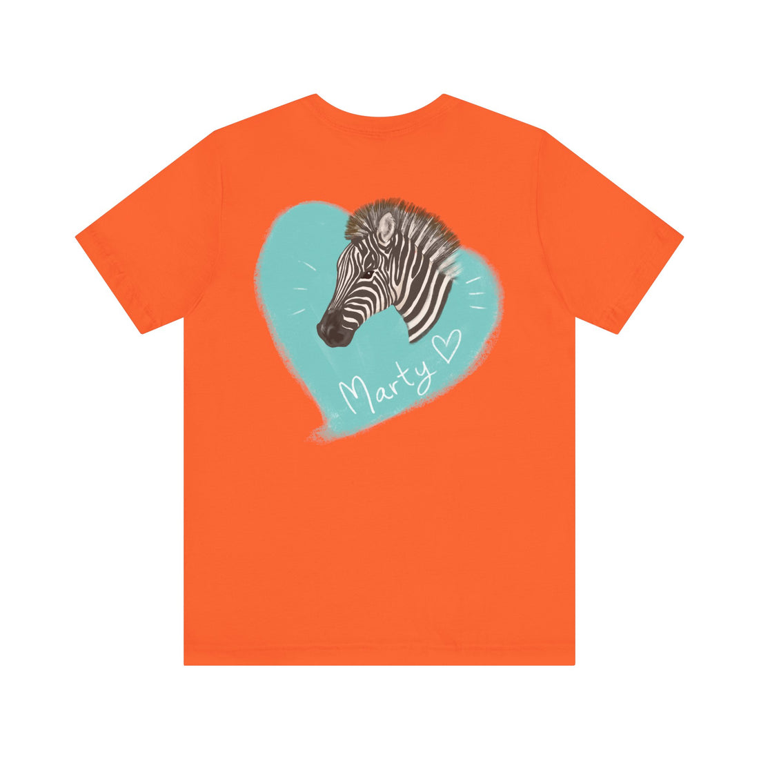 A zebra adorned with the word "Marty" creatively integrated into its stripes at Ocoee Riverside Farm T-Shirt
