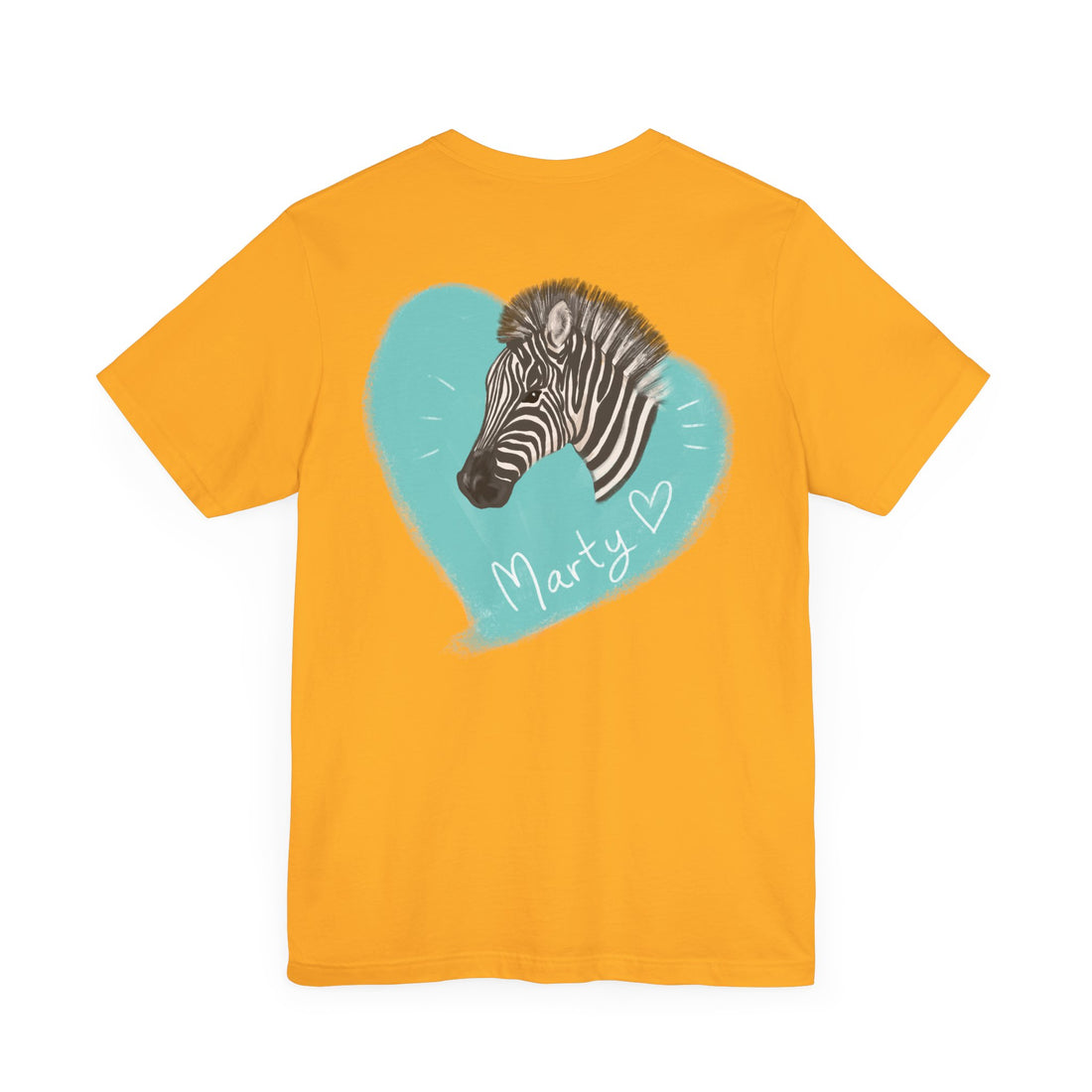 A zebra adorned with the word "Marty" creatively integrated into its stripes at Ocoee Riverside Farm T-Shirt