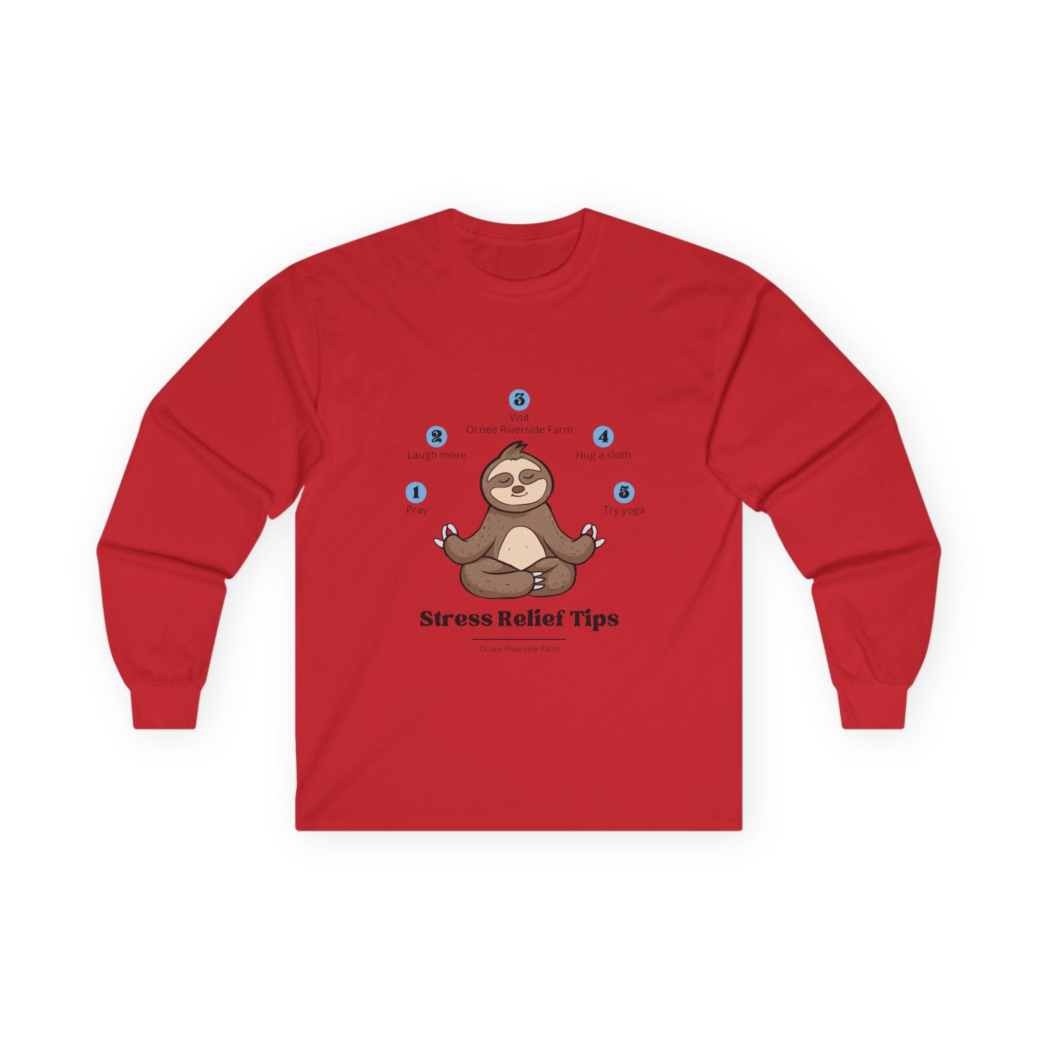 Sloth Long Sleeve Tee - Funny Stress-Free Design