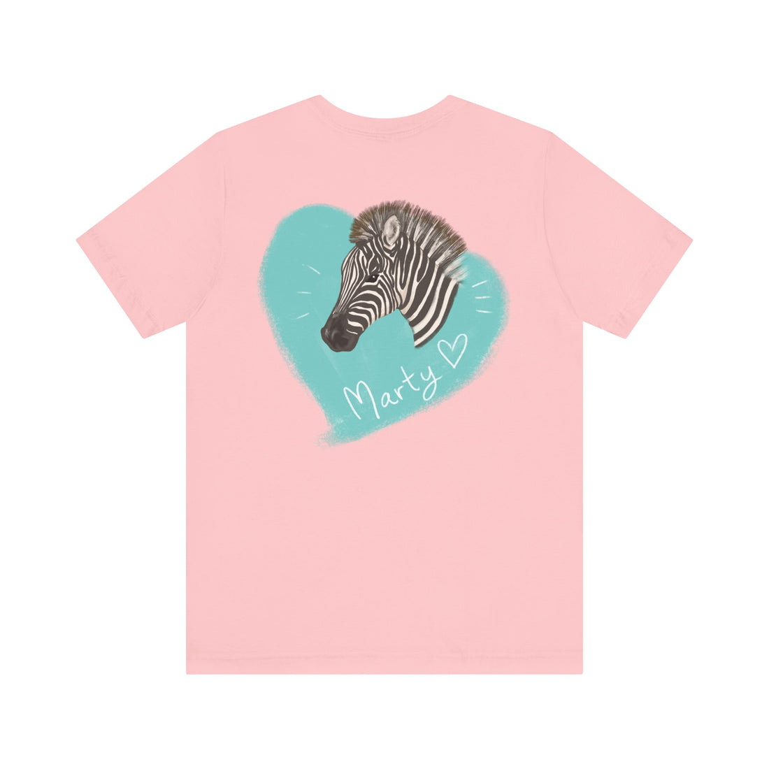 A zebra adorned with the word "Marty" creatively integrated into its stripes at Ocoee Riverside Farm T-Shirt