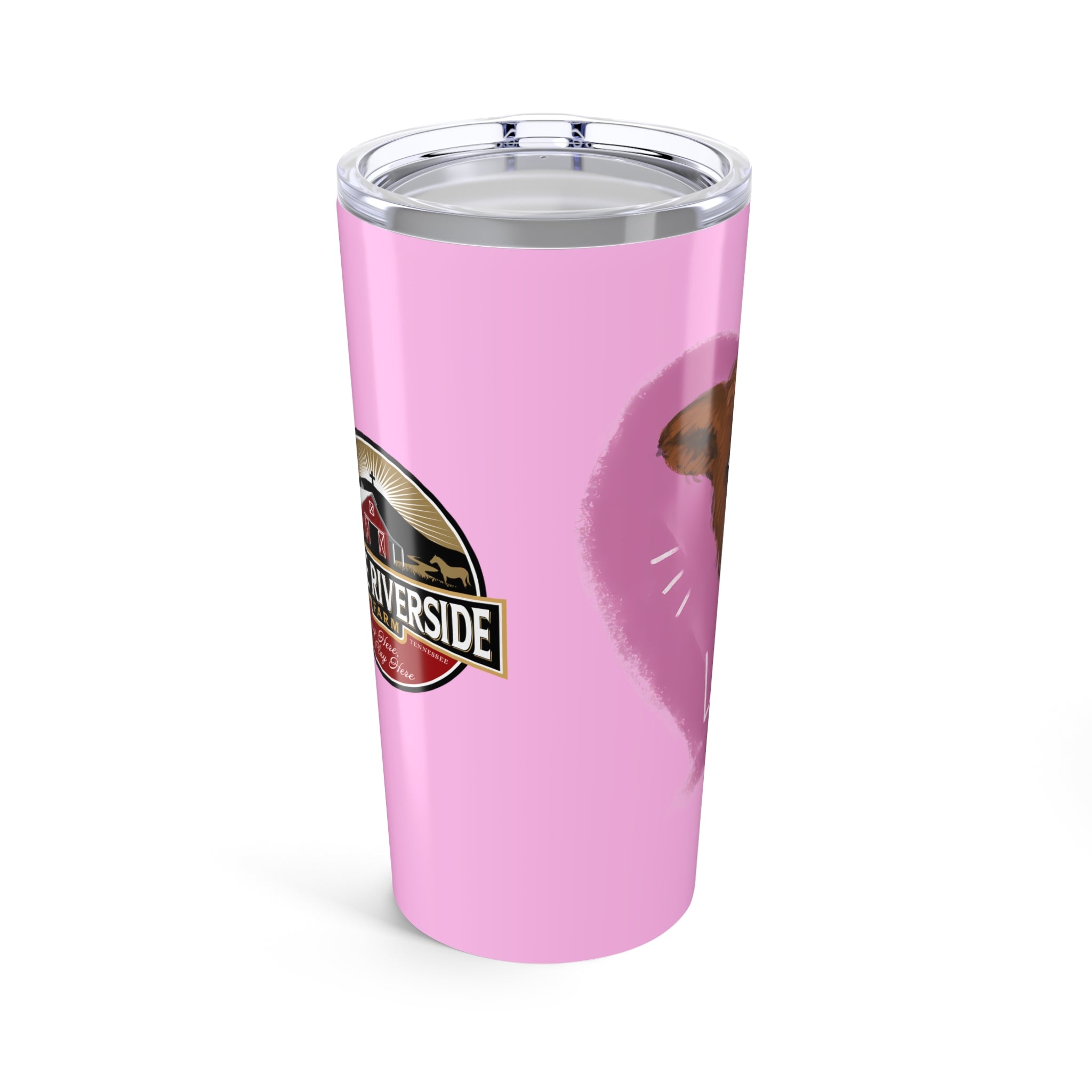 Custom Stylish 20oz Tumbler - Riverside Farm Cute Cow Design