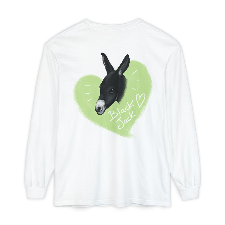 Unisex Long Sleeve Tee with Black Jack Graphic | Cute Animal Lover Shirt