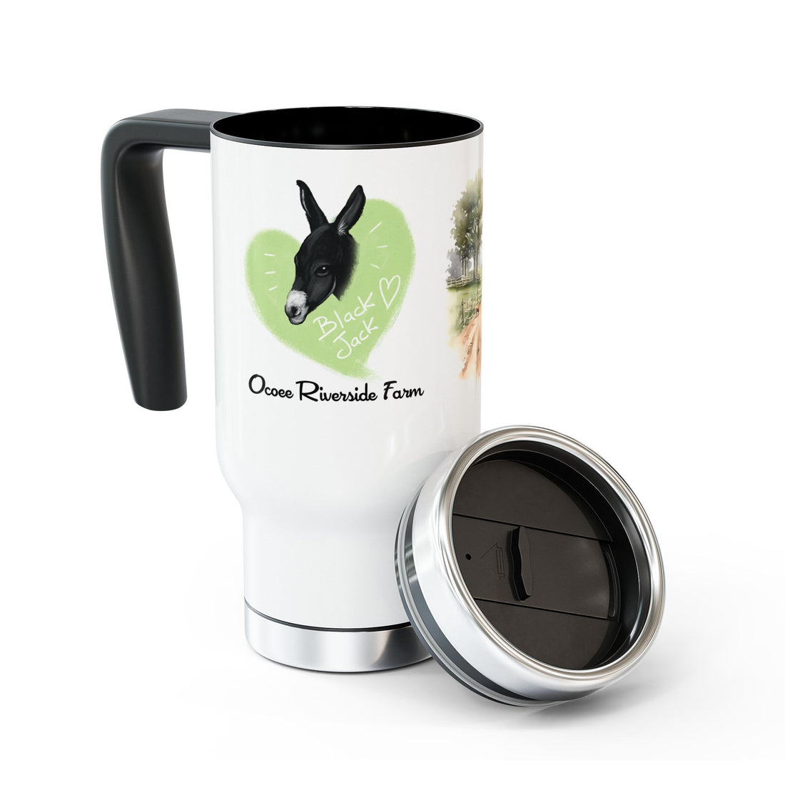 Personalized Stainless Steel Travel Mug - Farm Animal Design, 14oz
