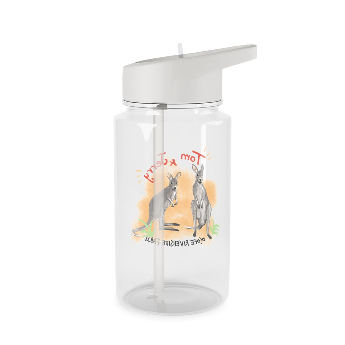 Cute Kangaroo Farm Tritan Water Bottle with Straw