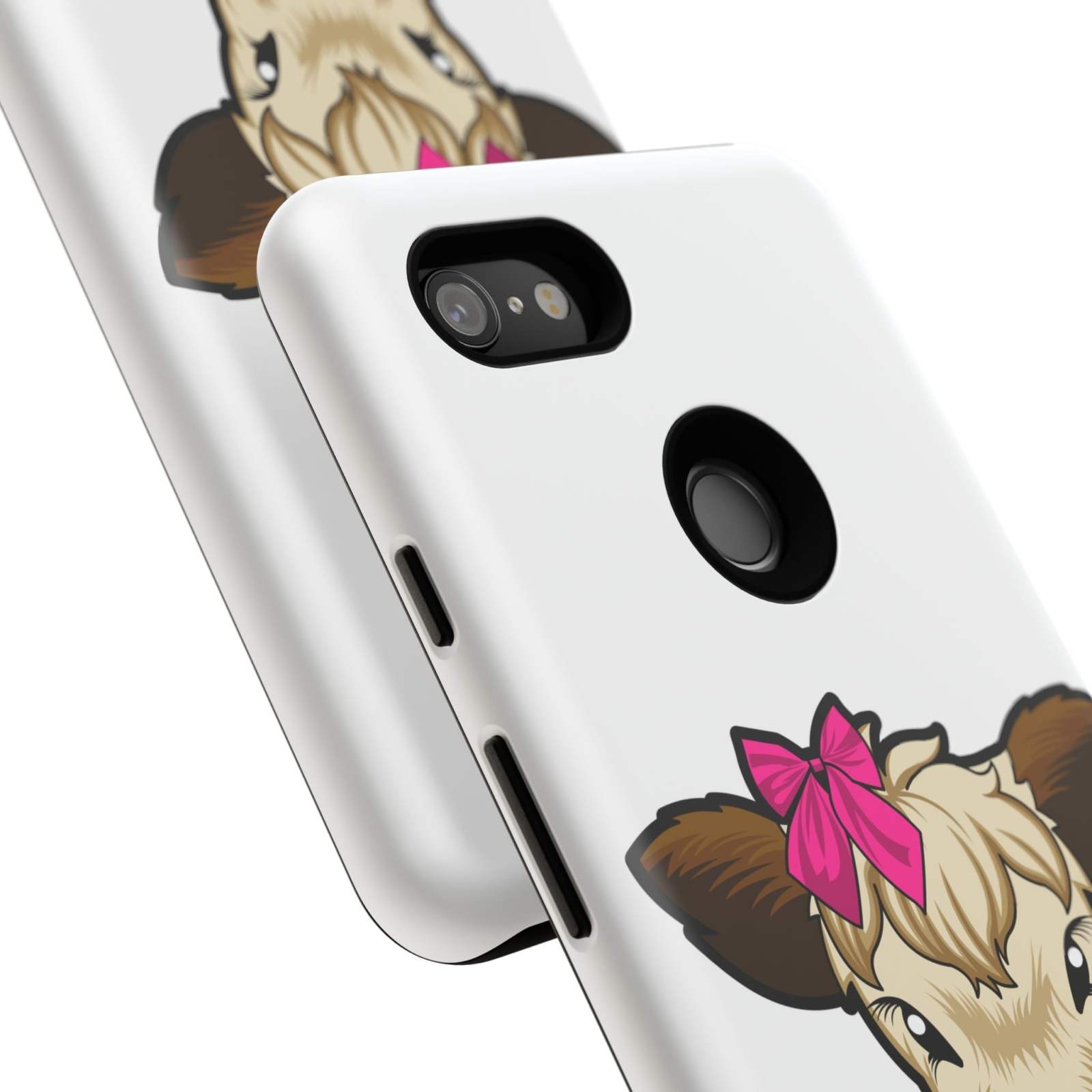 Cute cow phone case with red bow, ideal farm animal lover gift, stylish and durable.