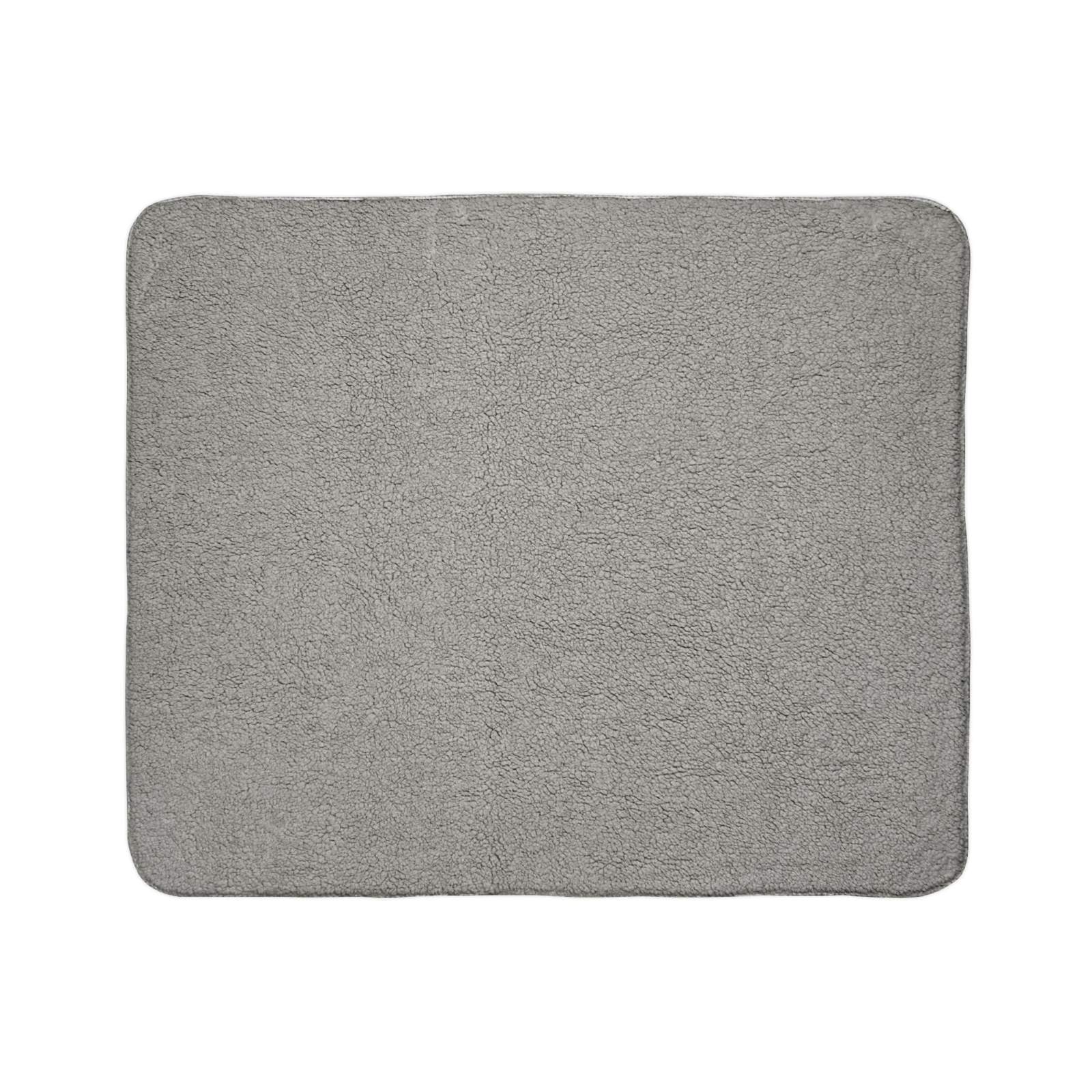 Grey plush sherpa fabric blanket with rounded corners, Farm Animal Sherpa Blanket.