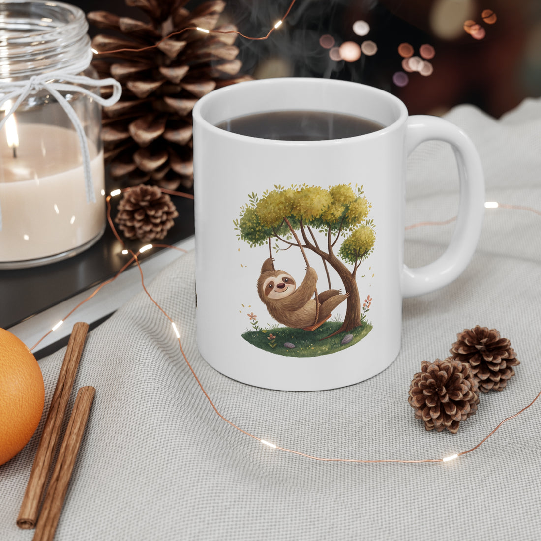 Whimsical Sloth Ceramic Coffee Mug | 11oz & 15oz | Perfect for Nature Lovers & Relaxation