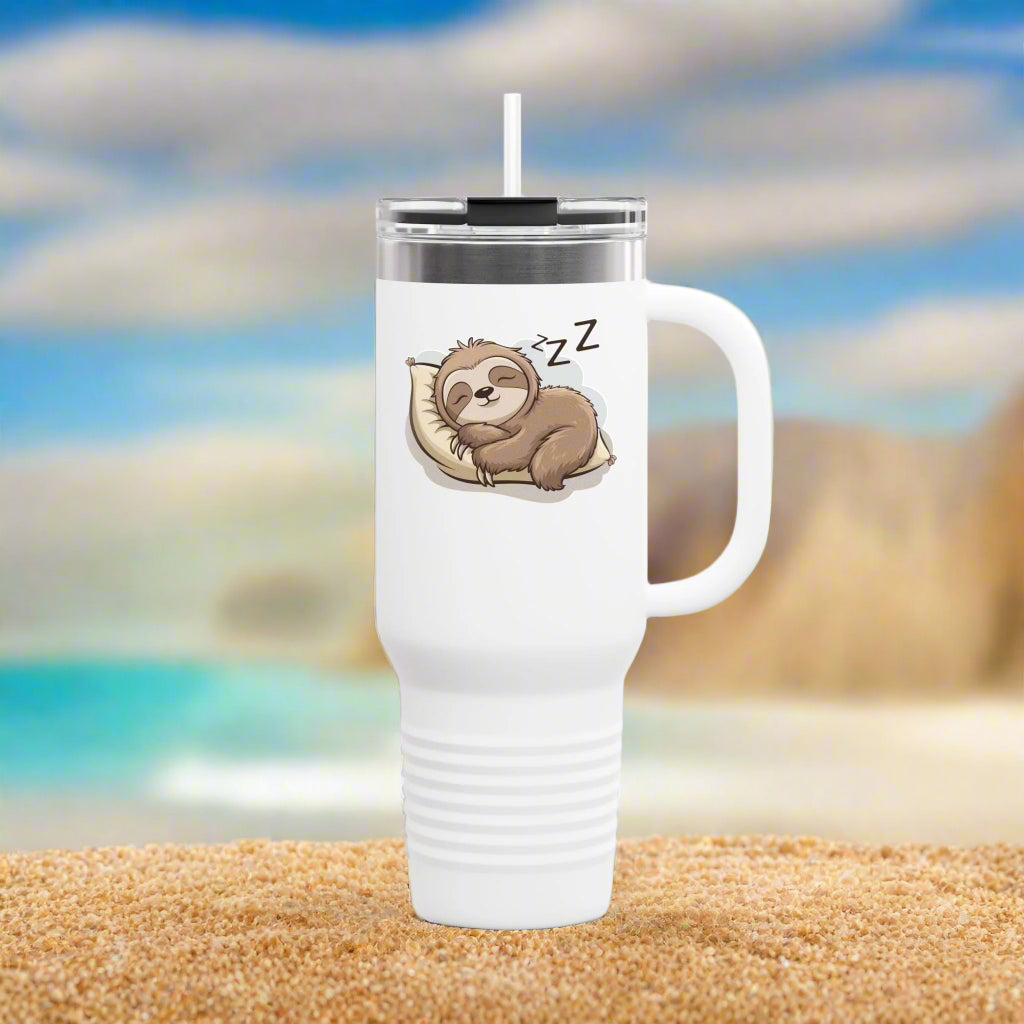 Cozy Sloth Insulated Travel Mug - 40oz, Perfect for Coffee Lovers and Adventurers