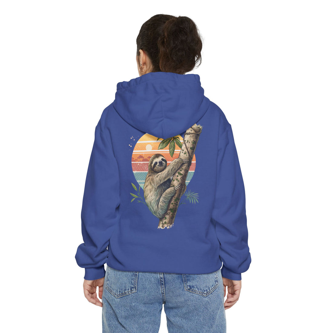Funny Sloth Vintage-Inspired Unisex Garment-Dyed Hoodie - Cozy Universe Design