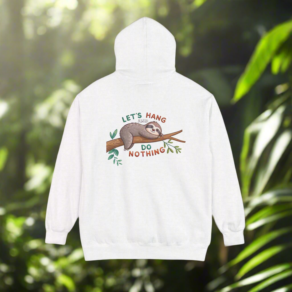Unisex Hoodie - Let's Hang Sloth Design - Casual Comfort for Nature Lovers