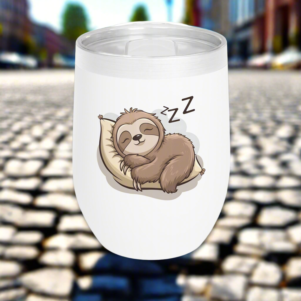 Chill Sloth Wine Tumbler - Cute Insulated Drinkware for Relaxation and Gifting